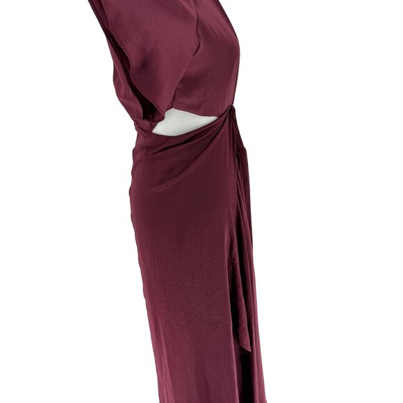 Bishop + Young Harper Crimson Cutout Dress S 100% Polyester V-Neck Short Sleeve - Picture 4 of 10